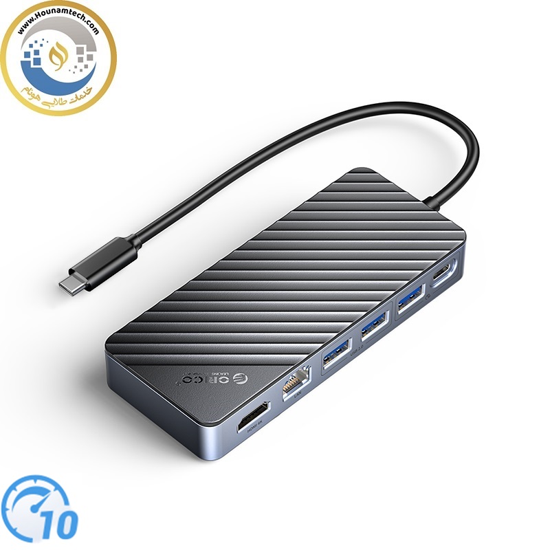 هاب داک استیشن 8 پورت (10Gbps)Type-C همراه باکس M.2 SSD مدل ORICO-OM28PR-G2