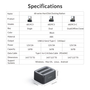 داک هارد USB3.2 مدل ORICO-6819C3-V1