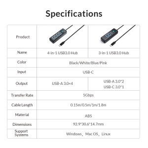 هاب 4 پورت USB-C مدل ORICO PW4U-C3