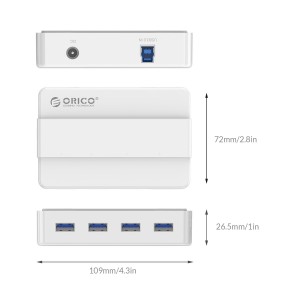 هاب 4 پورت USB-3.0 با آداپتور مدل  ORICO H4928-U3-V1