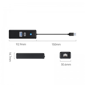 هاب USB  با پورت شبکه مدل ORICO PWCUR-U3