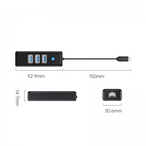 هاب USB  با پورت شبکه مدل ORICO PW3UR-C3
