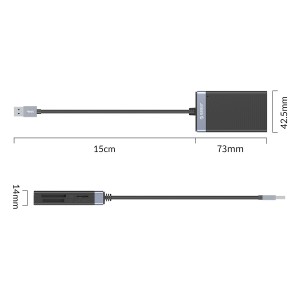 رم ریدر و کارت خوان USB3.0 چهار پورت مدل ORICO CL4T-A3