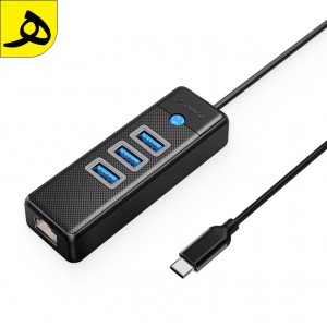 هاب USB  با پورت شبکه مدل ORICO PW3UR-C3