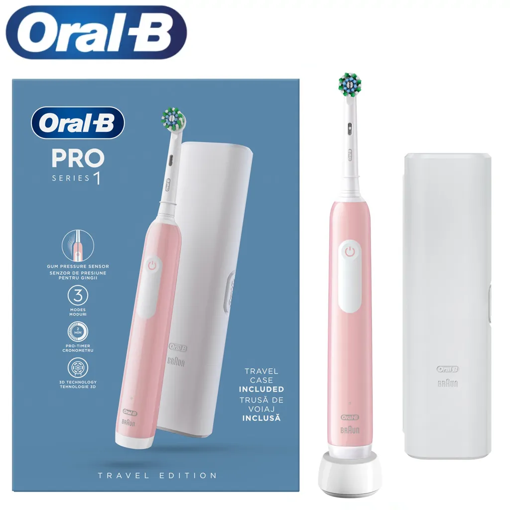 مسواک برقی اورال بی مدل ORAL B Pro Series 1 صورتی + کیف نگهدارنده