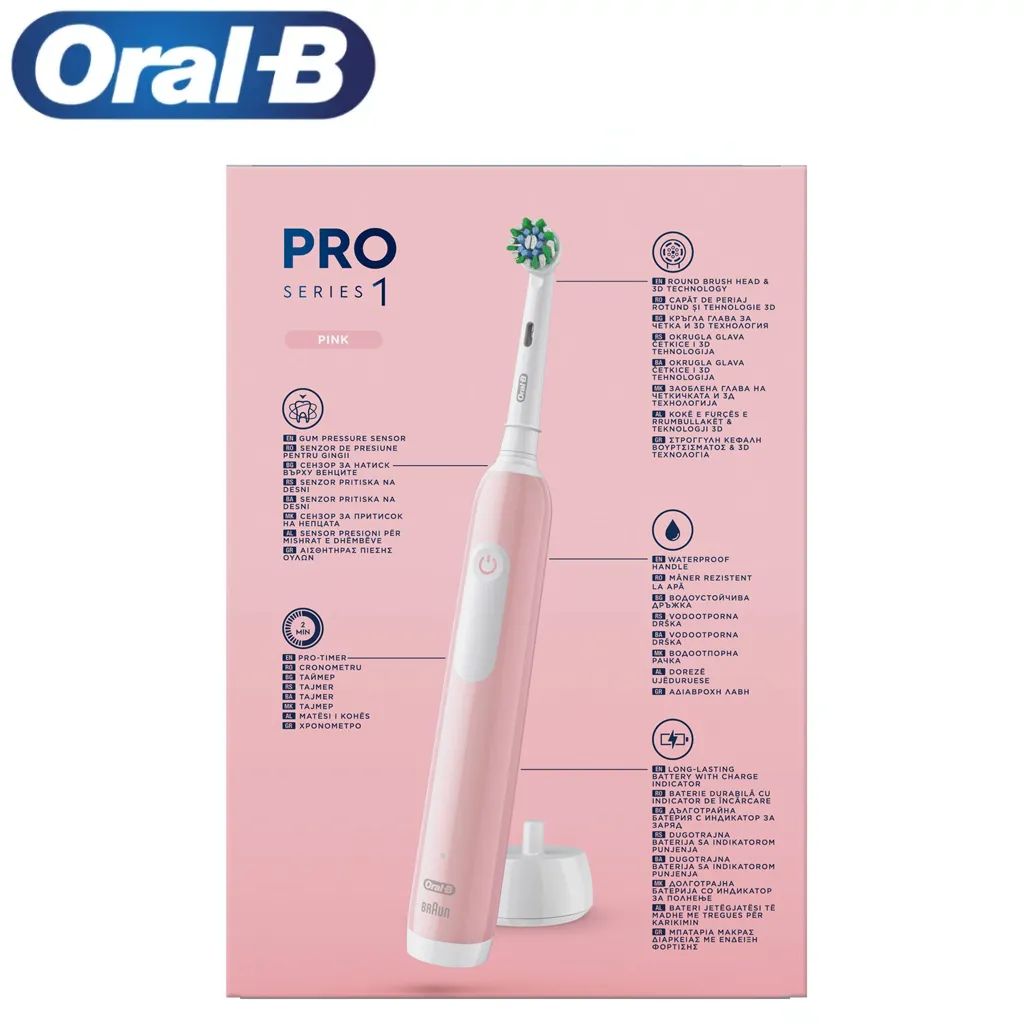 مسواک برقی اورال بی مدل ORAL B Pro Series 1 صورتی + کیف نگهدارنده