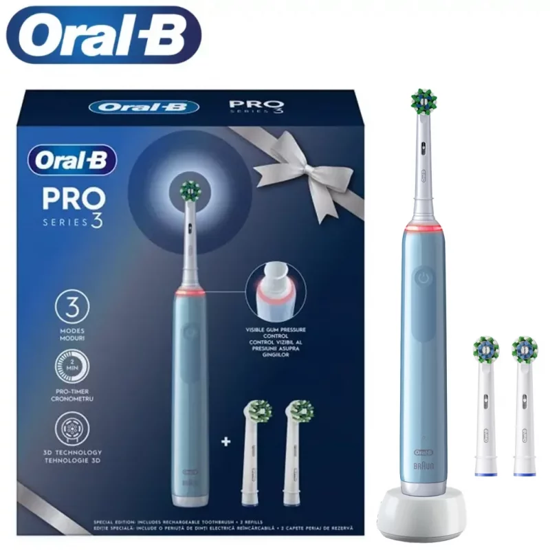 مسواک برقی اورال بی مدل PRO SERIES 3 آبی + دو عدد سری اضافه
