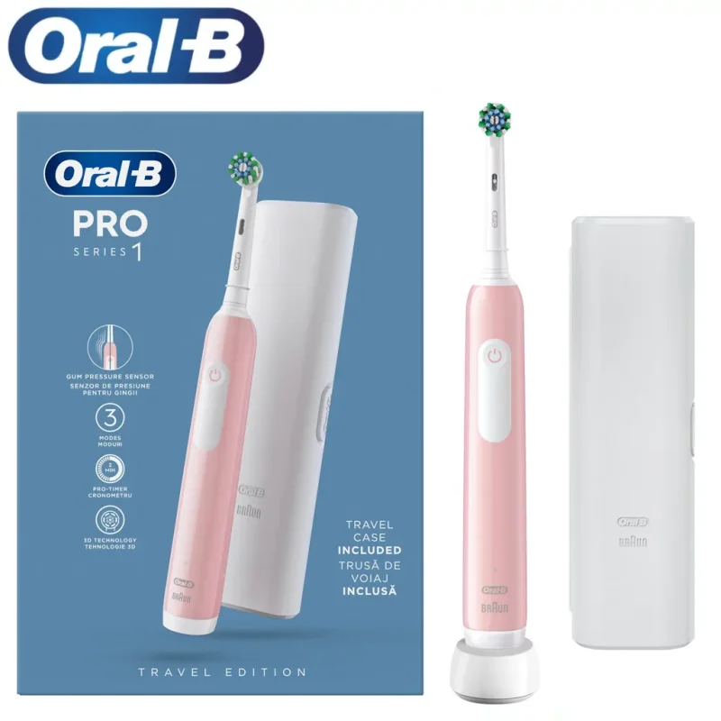 مسواک برقی اورال بی مدل Pro Series 1 صورتی + کیف نگهدارنده