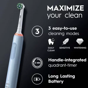 مسواک برقی اورال بی مدل ORAL B PRO SERIES 3 آبی + دو عدد سری اضافه
