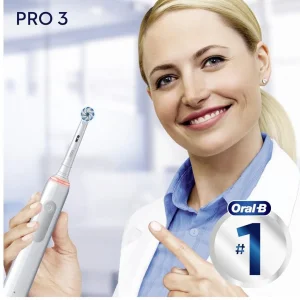مسواک برقی اورال بی مدل 3500 PRO SERIES 3  سفید + یک عدد سری اضافه + کیف نگهدارنده