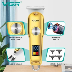 کلید توربو و شارژ USB ماشین اصلاح VGR V-290 طلایی