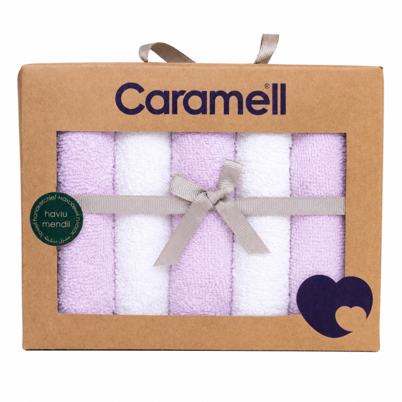 دستمال دست و صورت نوزاد کارامل بسته 5 عددی caramell
