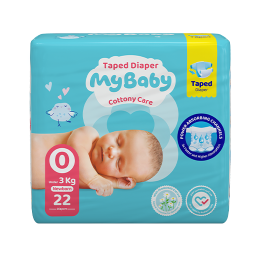 پوشک چسبی کانال دار مای بیبی my baby سایز 0 ، 22 عددی