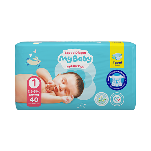 پوشک چسبی کانال دار مای بیبی my baby سایز 1 ، 40 عددی