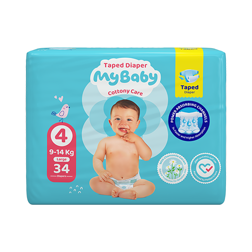 پوشک چسبی کانال دار مای بیبی my baby سایز 4 ، 34 عددی