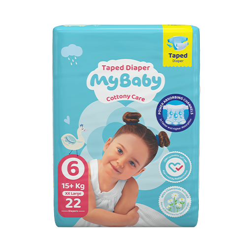 پوشک چسبی کانال دار مای بیبی my baby سایز 6 ، 22 عددی