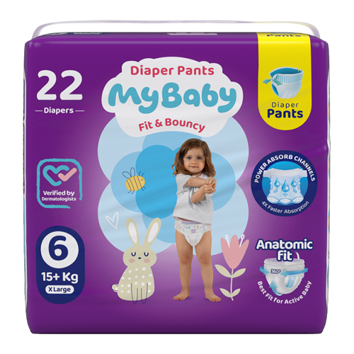 پوشک شورتی کانال دار مای بیبی my baby سایز 6 (22 عددی)