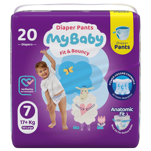 پوشک شورتی کانال دار مای بیبی my baby سایز 7 (20 عددی)