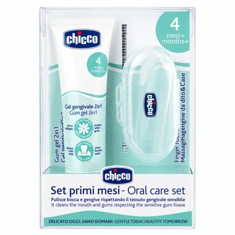 ژل تسکین دهنده لثه و مسواک انگشتی چیکو chicco مدل Oral Care Set