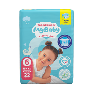 پوشک چسبی کانال دار مای بیبی my baby سایز 6 ، 22 عددی