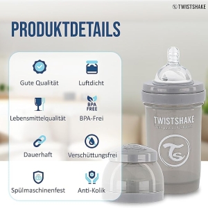 شیشه شیر آنتی کولیک 180 میل توییست شیک Twistshake
