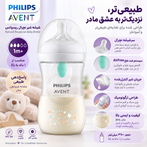 شیشه شیر طلقی 260 میل سوپاپ دار اونت Avent طرحدار