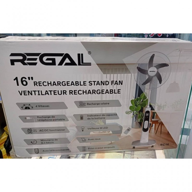پنکه شارژی رگال سایز 16 اینچ - RC16