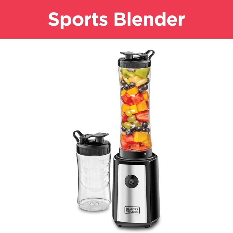 مخلوط‌کن ورزشی و اسموتی‌ساز بلک اند دکر 300 وات مدل SBX300-B5 (Black+Decker Sports Blender SBX300-B5)