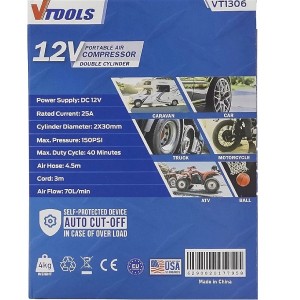 پمپ باد فندکی دو سیلندر وی تولز VT1306