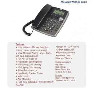 تلفن رومیزی سیمی UNIDEN AS7401 تیتانیوم با اسپیکرفون و نمایشگر شماره