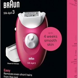 اپیلاتور براون مدل Silk-épil 3 SE3-032 – صورتی با سری شیور و استایلر بیکینی