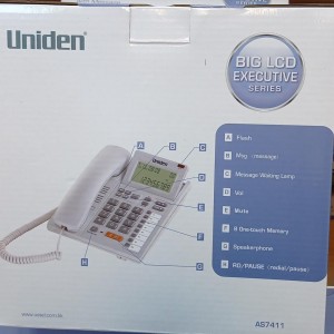 تلفن رومیزی سیمی UNIDEN AS7411 با اسپیکرفون و نمایشگر شماره (مشکی / سفید)