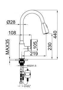 شیر آشپزخانه اهرمی EMPOLO مدل 72-2101 (Single Lever Kitchen Mixer)