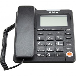 تلفن رومیزی UNIDEN AS7408 با نمایشگر و دکمه‌های بزرگ (مشکی / سفید)