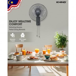 پنکه دیواری 16 اینچ KHIND مدل WF163T با کنترل دستی 3 سرعته، موتور 100% مسی