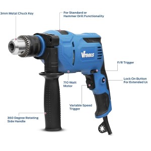 دریل چکشی 13 میلی متر وی تولز مدل VT1225-KIT مجموعه 50 عددی