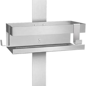 شلف حمام آویز پشت درب دو طبقه استیل ضدزنگ با قلاب