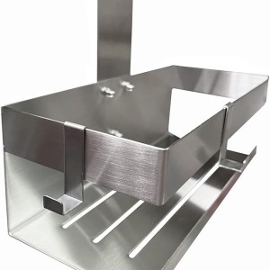 شلف حمام آویز پشت درب دو طبقه استیل ضدزنگ با قلاب