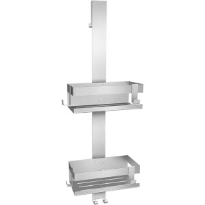 شلف حمام آویز پشت درب دو طبقه استیل ضدزنگ با قلاب