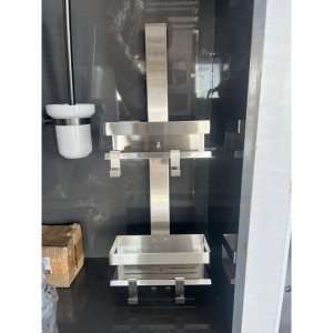 شلف حمام آویز پشت درب دو طبقه استیل ضدزنگ با قلاب