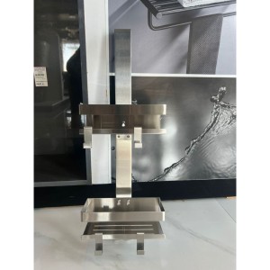 شلف حمام آویز پشت درب دو طبقه استیل ضدزنگ با قلاب