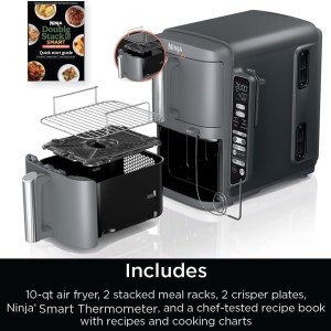 سرخ‌کن بدون روغن  SL451 ظرفیت 10 کوارت –Ninja DoubleStack XL Smart دو سبد هوشمند با تکنولوژی DoubleStack