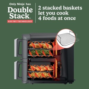 سرخ‌کن بدون روغن  SL451 ظرفیت 10 کوارت –Ninja DoubleStack XL Smart دو سبد هوشمند با تکنولوژی DoubleStack