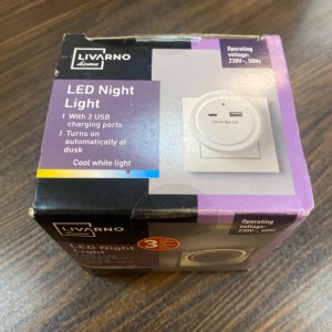 چراغ خواب سنسور دار درای دو پورت usb برند  لیوارنو Livarno