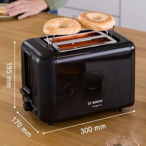 توستر بوش دو اسلایس مدل TAT3P423GB استیل مشکی (Bosch Compact Toaster TAT3P423GB)