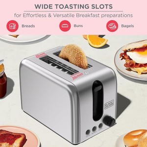 توستر بلک اند دکر 2 اسلایس 1050 وات مدل ET244-B5 (Black+Decker 2-Slice Toaster ET244-B5)
