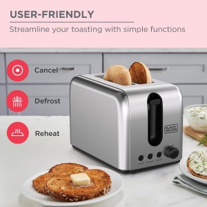 توستر بلک اند دکر 2 اسلایس 1050 وات مدل ET244-B5 (Black+Decker 2-Slice Toaster ET244-B5)