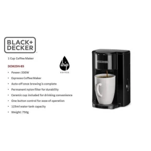 قهوه‌ساز تک فنجان بلک اند دکر 330 وات مدل DCM25-B5 (Black+Decker One Cup Coffee Maker DCM25-B5)