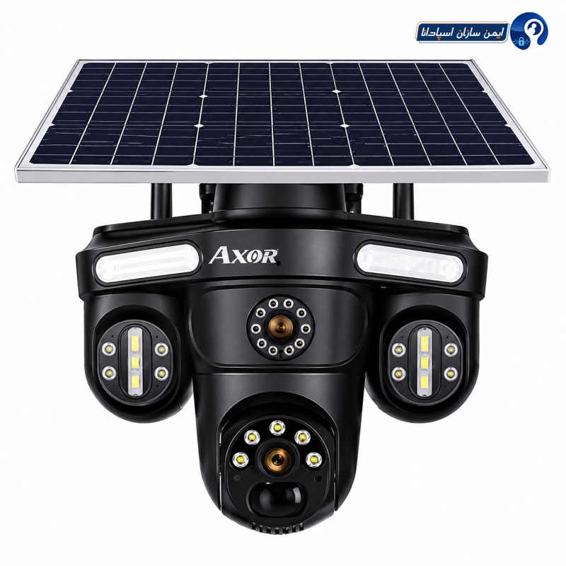 دوربین مداربسته سه لنز سولار سیم‌کارتی آکسور 5 مگاپیکسل مدل OKAM QQ871BD-WP-4-4G-AS-T