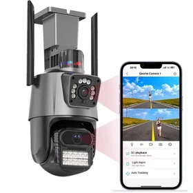 دوربین مداربسته مینی اسپید دام پلاک خوانIP تحت شبکه چرخشی 8MP دو لنز نرم افزار ICSEE مدل پلیسی